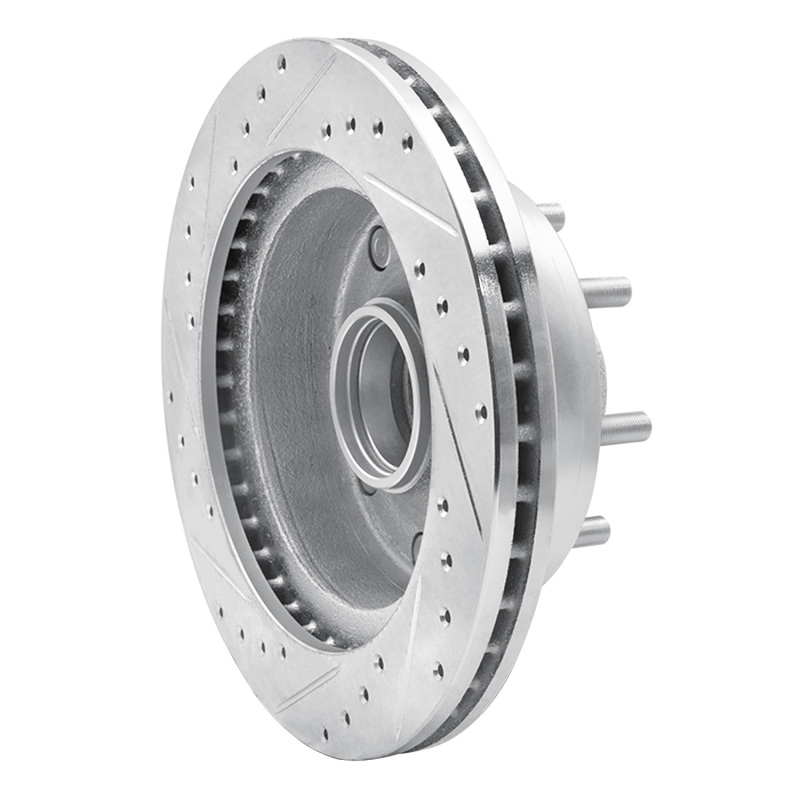 Ford E-350 Econoline Brake Rotor (1) - Front Right - R1 Concepts - Drilled & Slotted - Silver - `95-`04